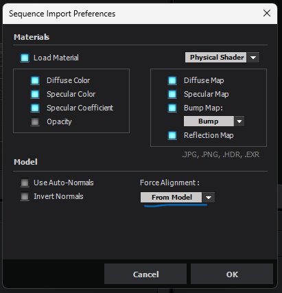 Element3DでOBJの入力時画面