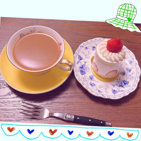 ヴィタメールのショートケーキ　フレーズドヴィタメールと紅茶