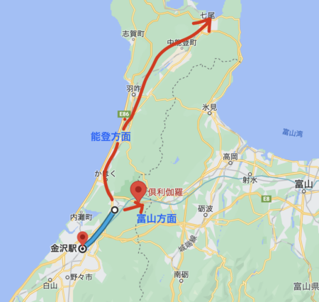 金沢から「IRいしかわ鉄道」に乗って、降車不要でそのまま富山の私鉄に入り「富山」駅まで行けます。