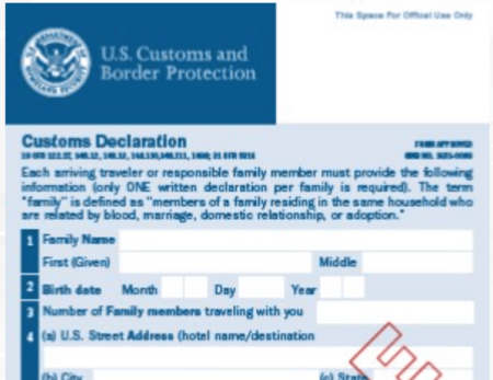 Customs Declaration Form