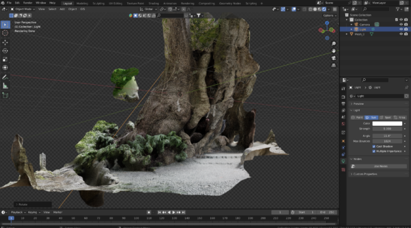 polycamの使い方　樹木をblenderにインポートした画面