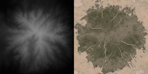 Gaeaから出力したハイトマップとカラーマップ