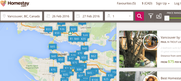 homestay.com　カナダのホームステイ検索サイト