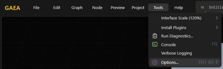 Gaeaのオプション設定